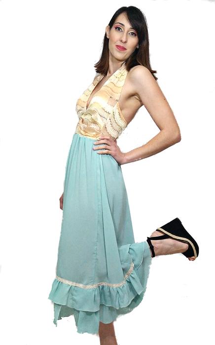 susana escribano Vestido fiesta escote espalda de encaje