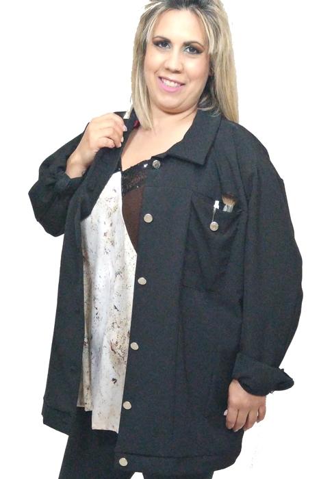 susana escribano Cazadora vaquera negra mujer. Rebajas Ofertas