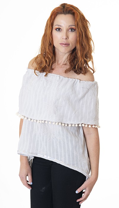 susana escribano Blusa escote barco color perla Los más vendidos