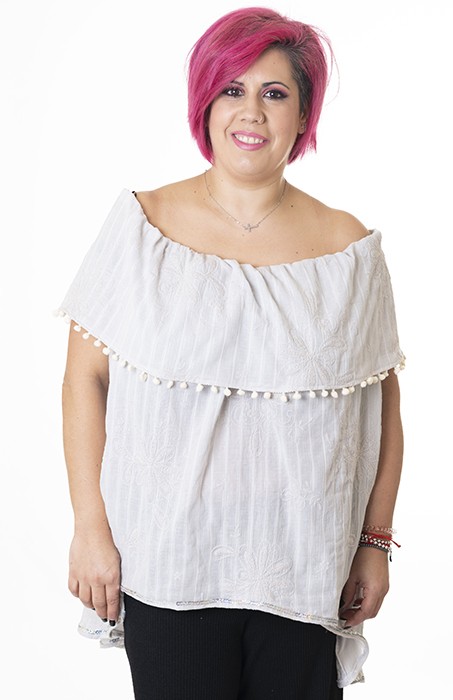 susana escribano Blusa escote barco color perla Los más vendidos