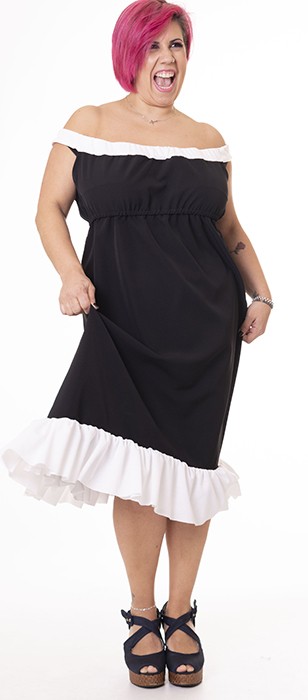 susana escribano Vestido palabra de honor. Negro