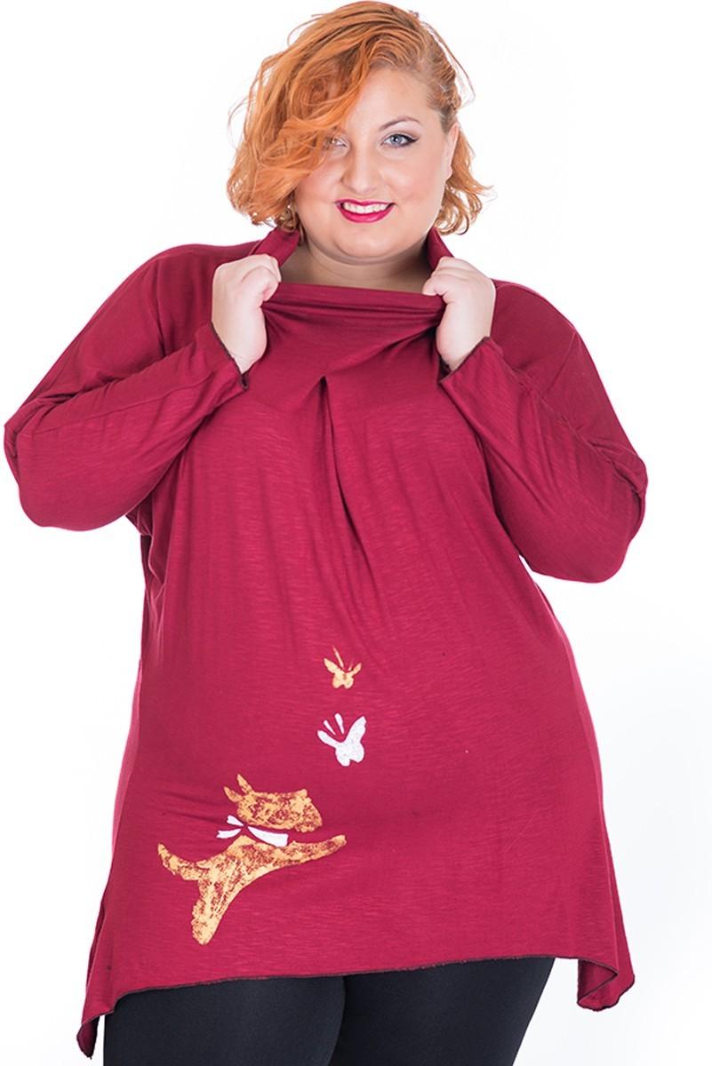 susana escribano Camisetas de cuello alto en color granate mujer