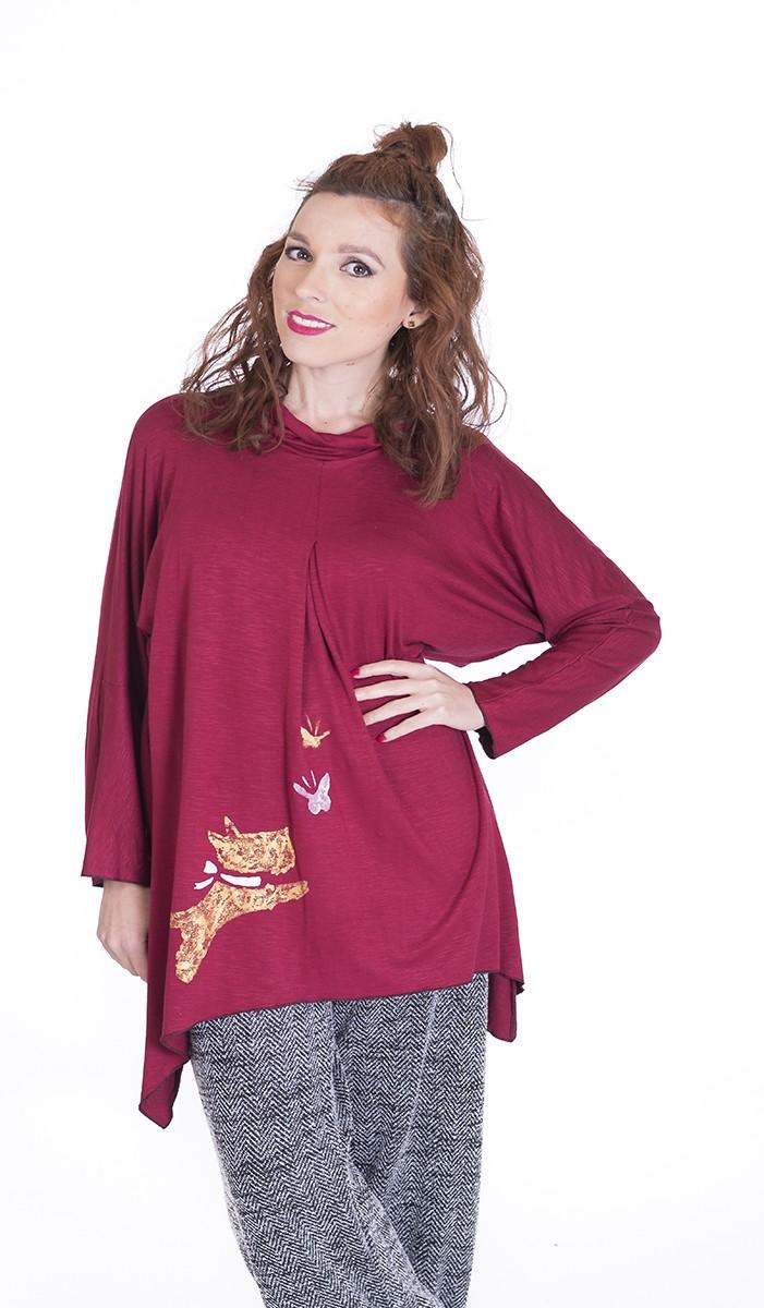 susana escribano Camisetas de cuello alto en color granate mujer ÚLTIMAS EDICIONES