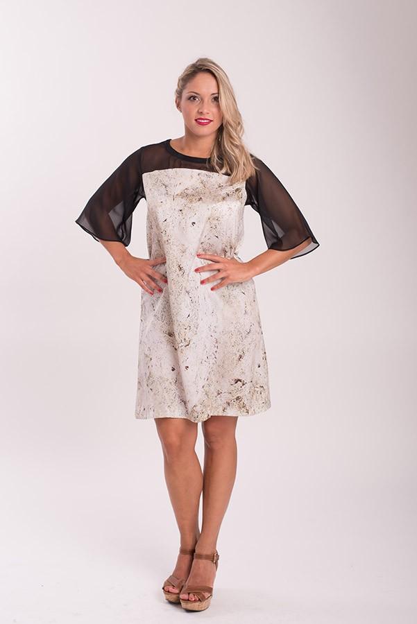 susana escribano Vestido tipo seda color arena Grandes descuentos