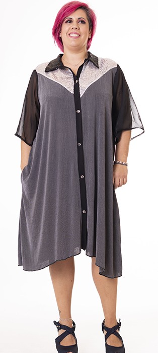 susana escribano Vestido ancho camisero gris Tienda