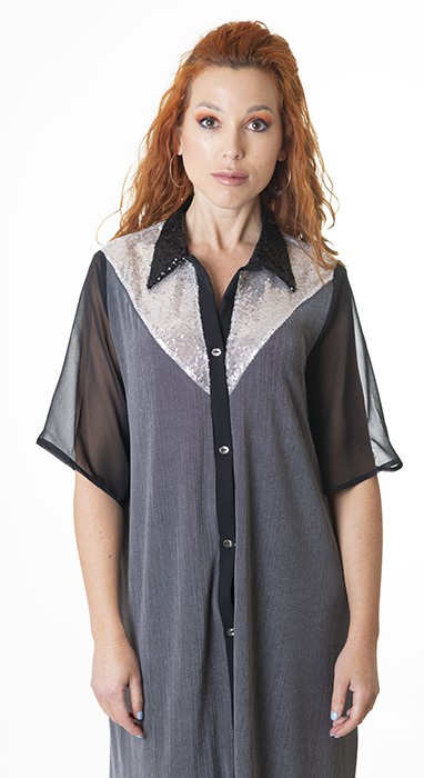 susana escribano Vestido ancho camisero gris Tienda