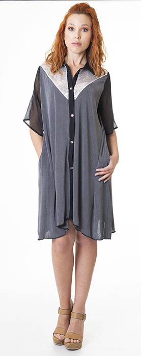 susana escribano Vestido ancho camisero gris Tienda
