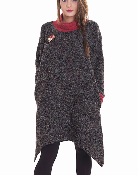 susana escribano Vestido de punto pelusa. Cuello chimenea Envío internacional gratuito