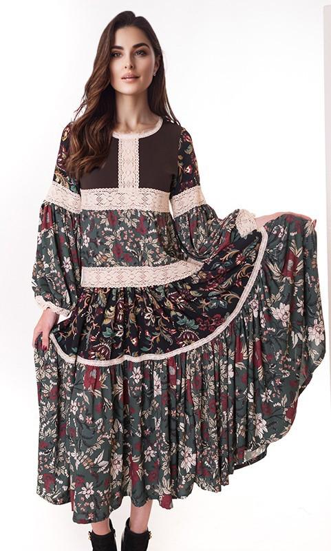 susana escribano Vestido midi de flores. Mezclas