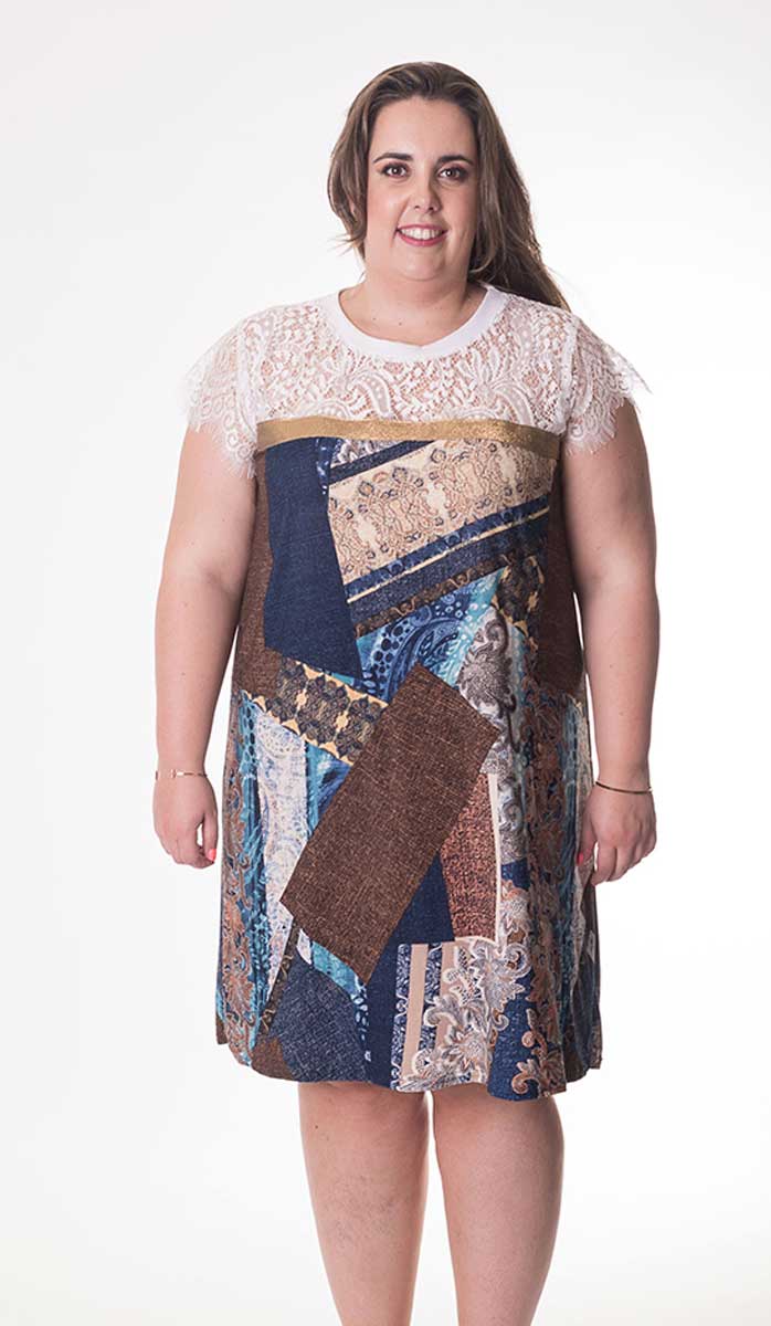 susana escribano Vestido con canesu en blonda Ofertas de temporada