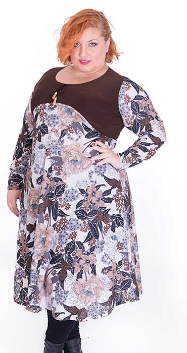 susana escribano Vestido estampado hojas manga larga 2025
