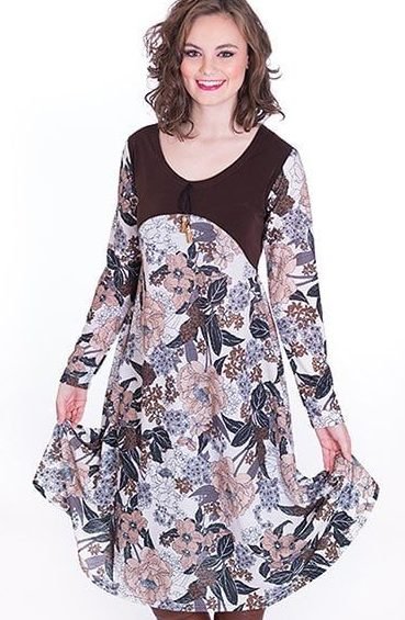susana escribano Vestido estampado hojas manga larga 2025