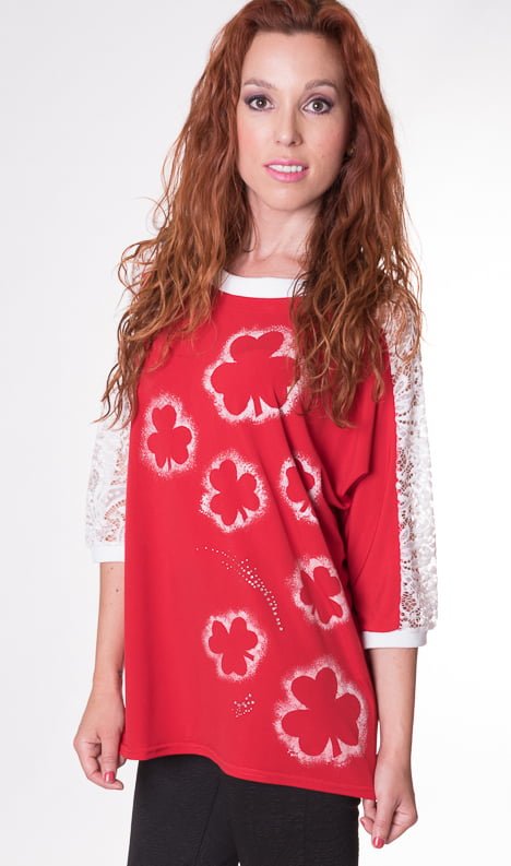 susana escribano Camiseta manga francesa dibujo trebol