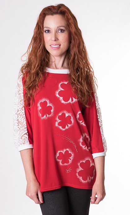 susana escribano Camiseta manga francesa dibujo trebol Oferta especial