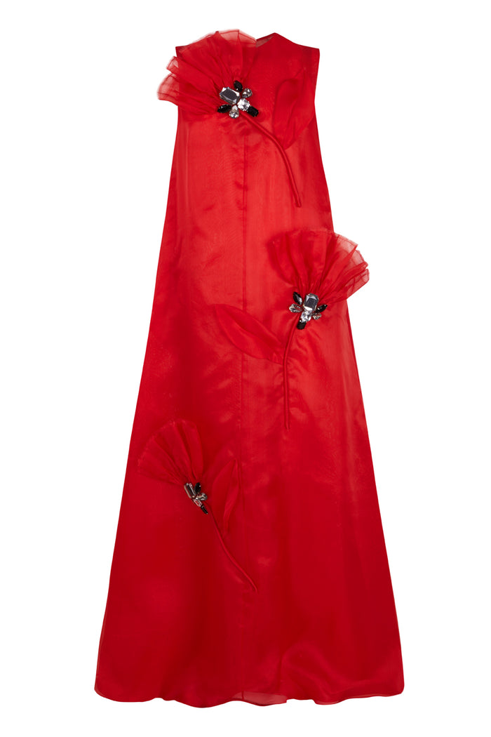 ﻿the 2nd skin co. Vestido largo de organza con aplicaciones florales Rebajas online