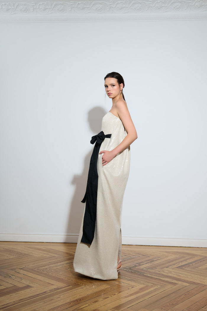 the 2nd skin co. Vestido con lentejuelas palabra de honor Grandes descuentos