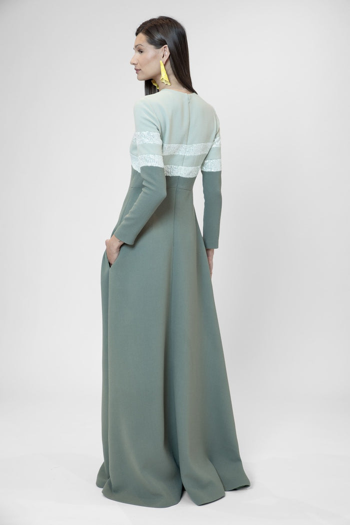 the 2nd skin co. Vestido largo evasé con mangas largas y lentejuelas Ofertas