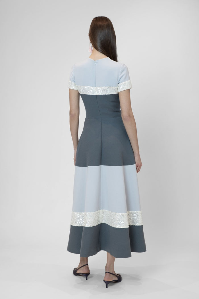 the 2nd skin co. Vestido midi de manga corta con lentejuelas Venta caliente
