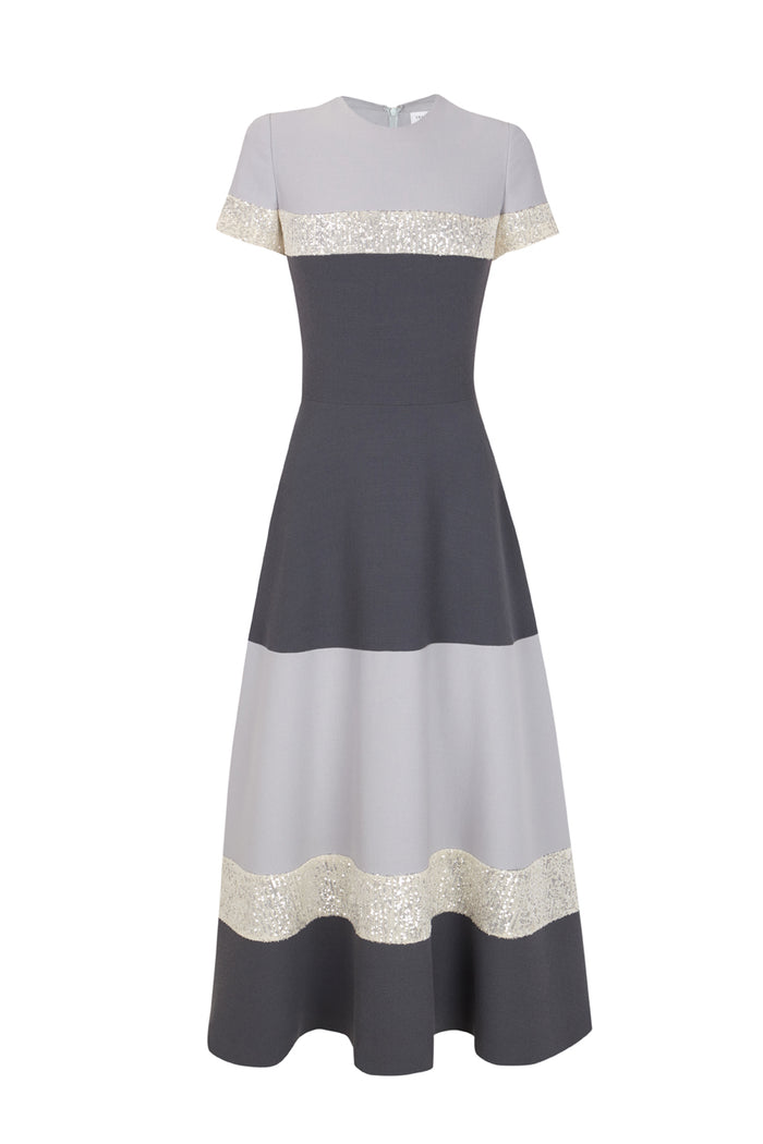 the 2nd skin co. Vestido midi de manga corta con lentejuelas Venta caliente