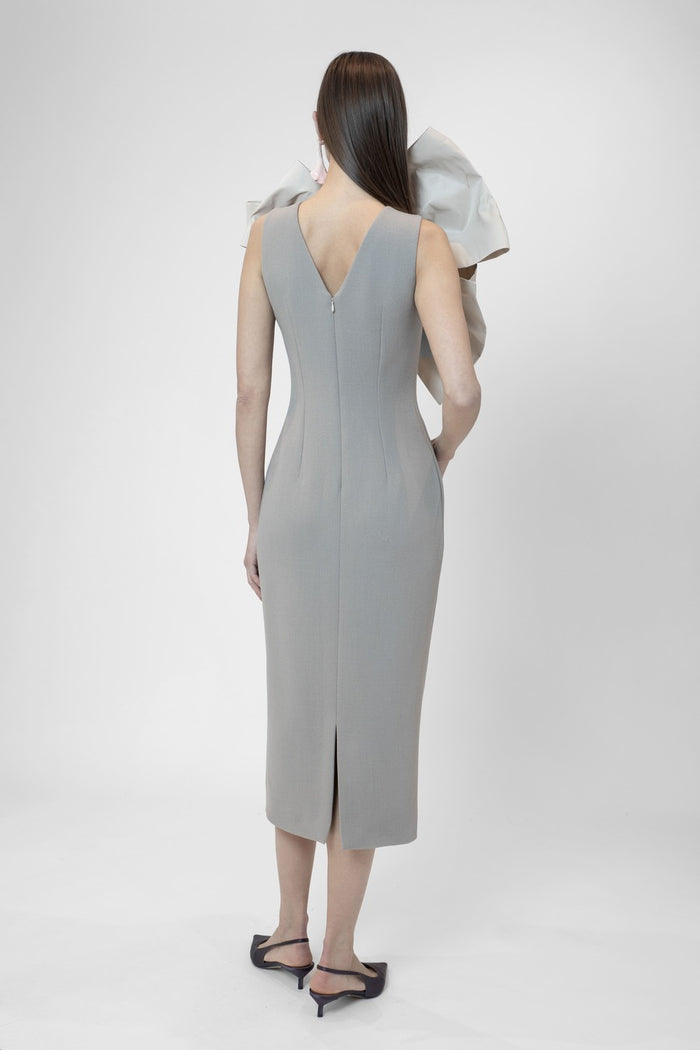 the 2nd skin co. Vestido midi sin mangas con maxi lazo en escote Gran oferta