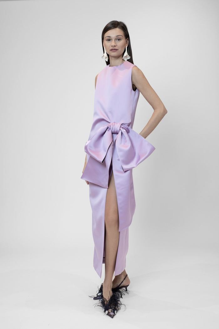 the 2nd skin co. Vestido midi sin mangas con lazo Tienda