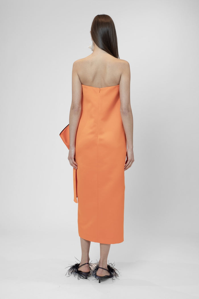 the 2nd skin co. Vestido midi sin tirantes con lazo Liquidación