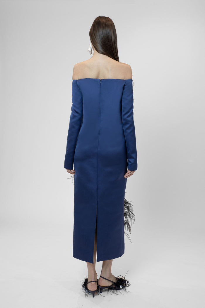 the 2nd skin co. Vestido midi strapless con plumas y espejos Envío gratis