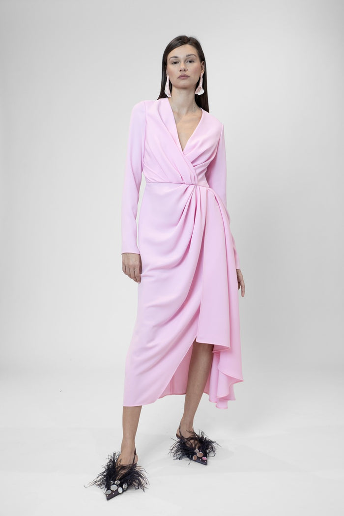 the 2nd skin co. Vestido midi drapeado de manga larga Último día