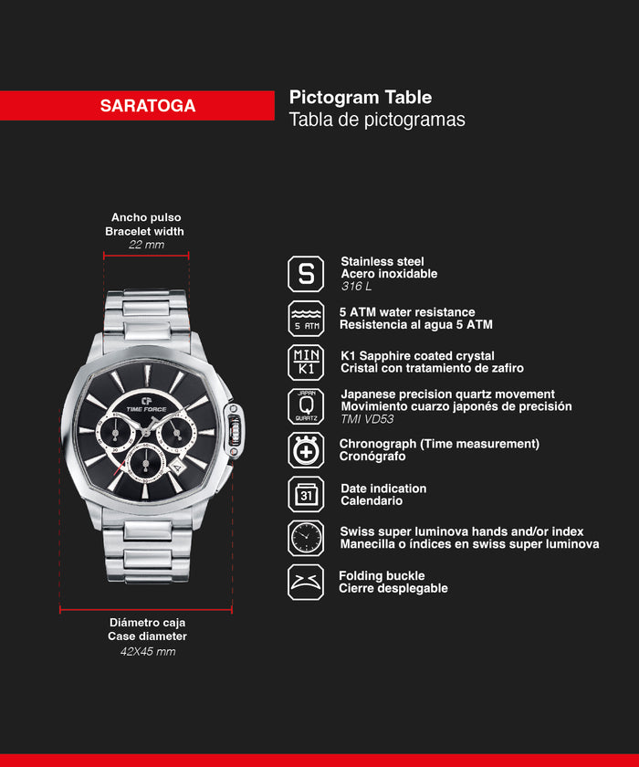 time force Saratoga Envío internacional gratuito