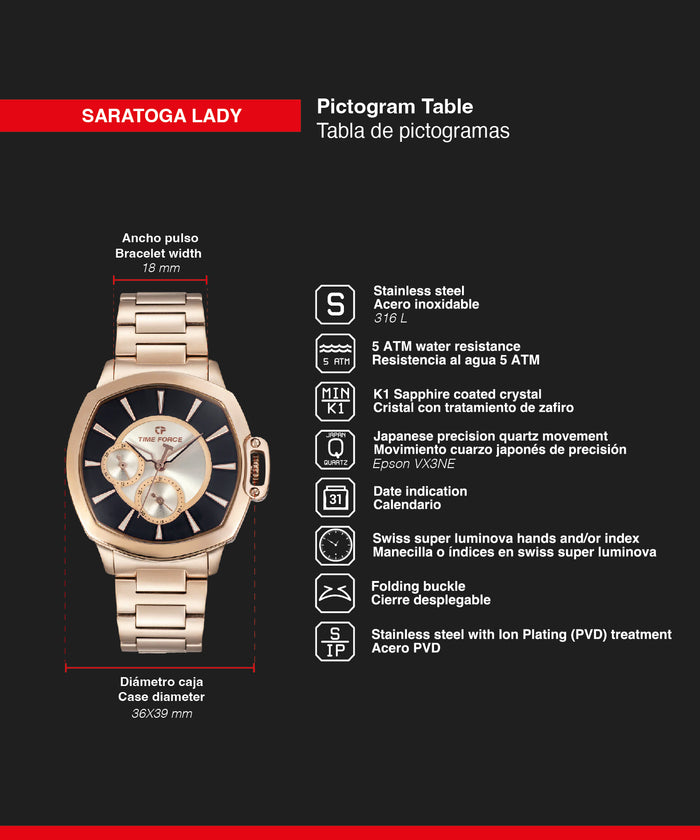 time force Saratoga Lady Libre de impuestos