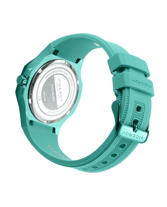 viceroy Reloj caja de aluminio verde con bisel de acero Ip verde 5 atm correa de silicona verde movimiento de cuarzo Envío gratis