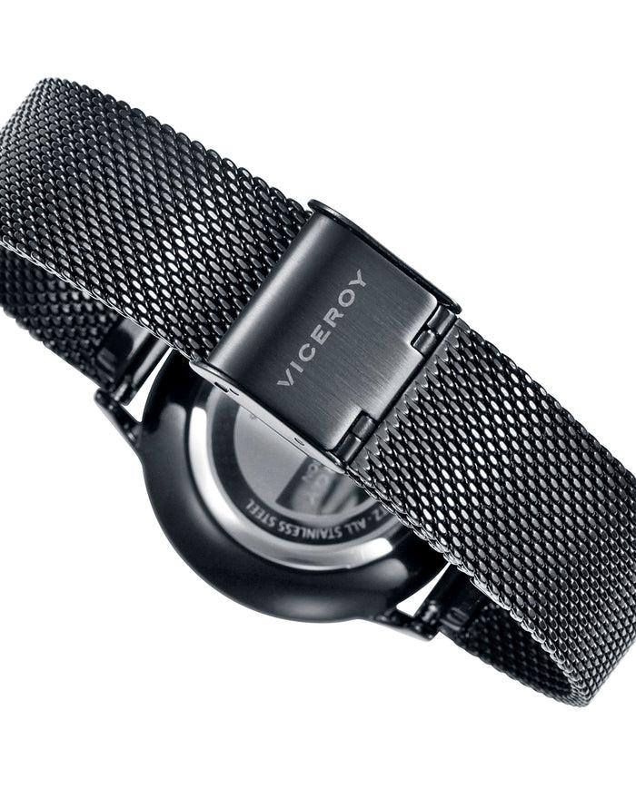 viceroy Reloj de mujer Kiss de acero IP negro y malla milanesa Envío internacional gratuito