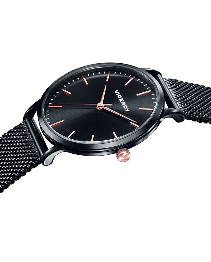 viceroy Reloj de mujer Kiss de acero IP negro y malla milanesa Envío internacional gratuito