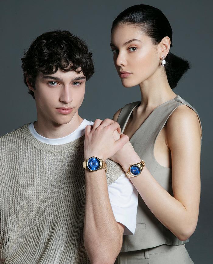 viceroy Reloj de acero dorado con esfera azul y movimiento de cuarzo Devoluciones gratuitas