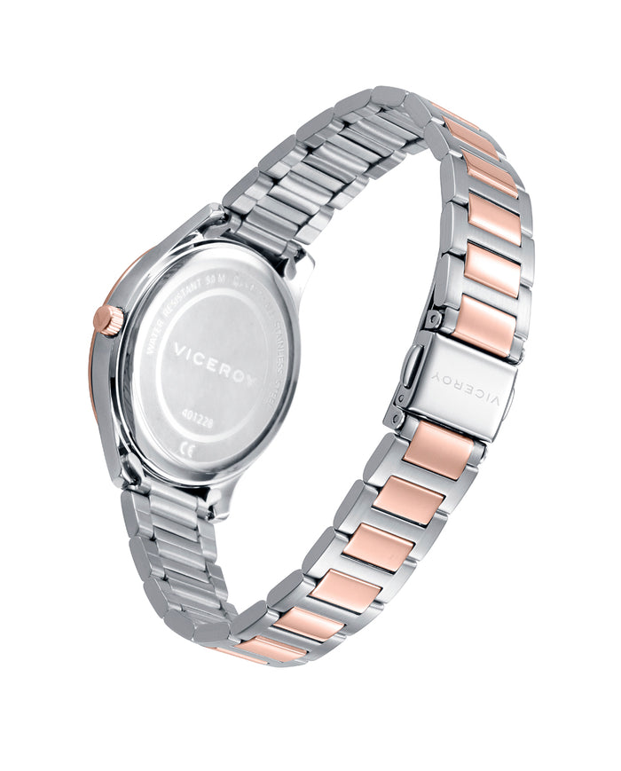 viceroy Reloj con correa de acero rosa bicolor y esfera rosada Venta caliente