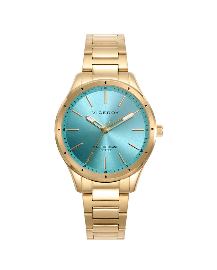 viceroy Reloj caja y brazalete de acero dorado con movimiento cuarzo