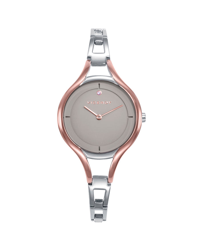 viceroy Reloj caja de acero Ip rosa 5 atm y brazalete de acero con movimiento cuarzo