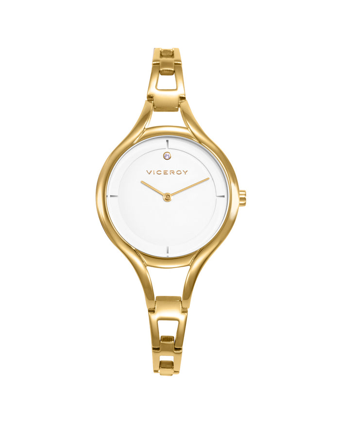 viceroy Reloj caja de acero Ip dorado 5 atm y brazalete Ip dorado con movimiento cuarzo
