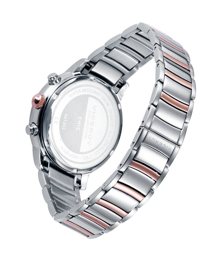 viceroy Reloj de Mujer multifunción de acero con terminación bicolor en IP rosa Solo hoy