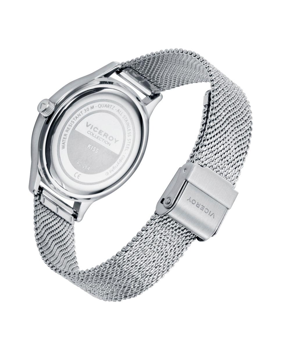 viceroy Reloj de mujer Kiss de acero con esfera blanca y bisel interior glitter con circonitas Envío internacional gratuito
