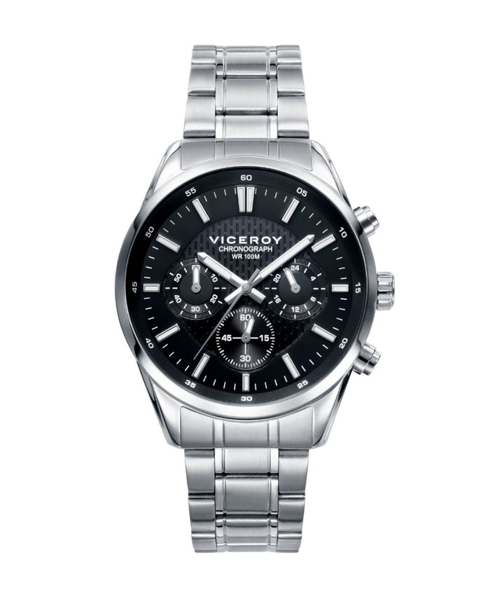 viceroy Reloj de hombre Viceroy Cronógrafo de acero con esfera negra