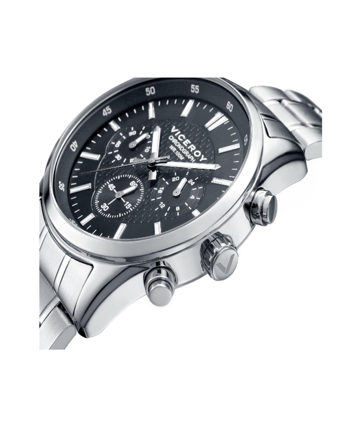 viceroy Reloj de hombre Viceroy Cronógrafo de acero con esfera negra Última moda