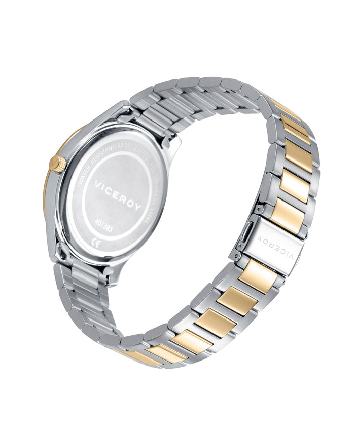 viceroy Reloj en acero dorado bicolor con esfera azul y movimiento de cuarzo Precio ultrabajo
