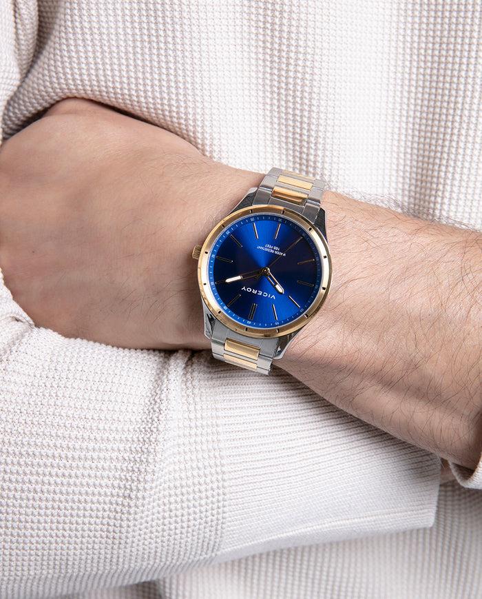 viceroy Reloj en acero dorado bicolor con esfera azul y movimiento de cuarzo Precio ultrabajo
