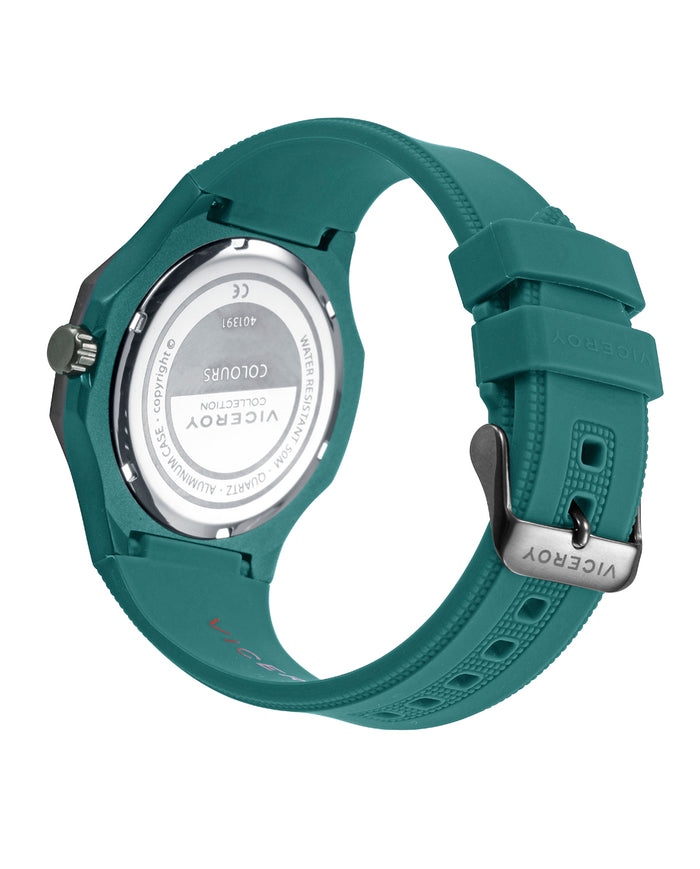 viceroy Reloj caja de aluminio verde con bilse de acero Ip gris 5 atm correa de silicona verde movimiento de cuarzo En línea
