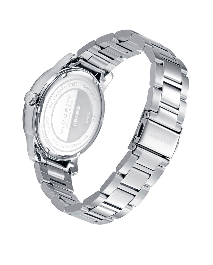 viceroy Reloj de acero con esfera blanca de números romanos y bisel dorado Outlet online