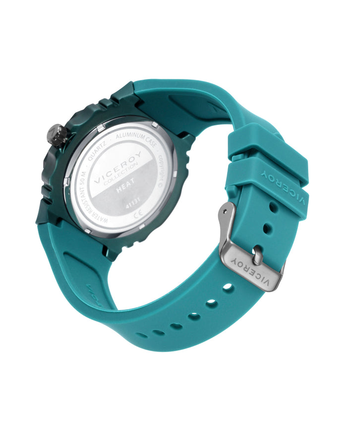 viceroy Reloj de hombre con caja de aluminio y correa de silicona verde oscuro Venta caliente