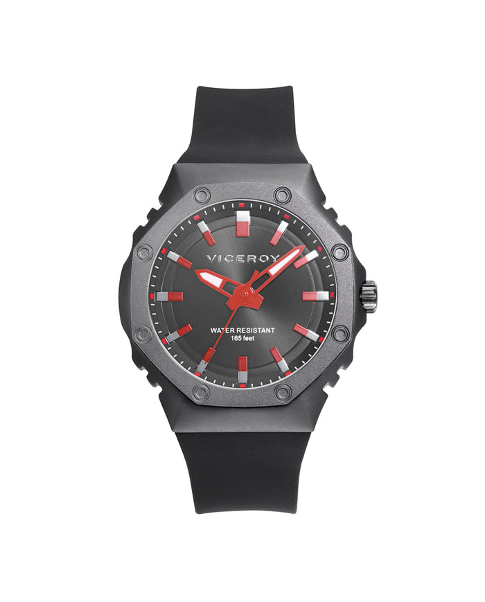 viceroy Reloj de hombre con caja de aluminio y correa de silicona negra