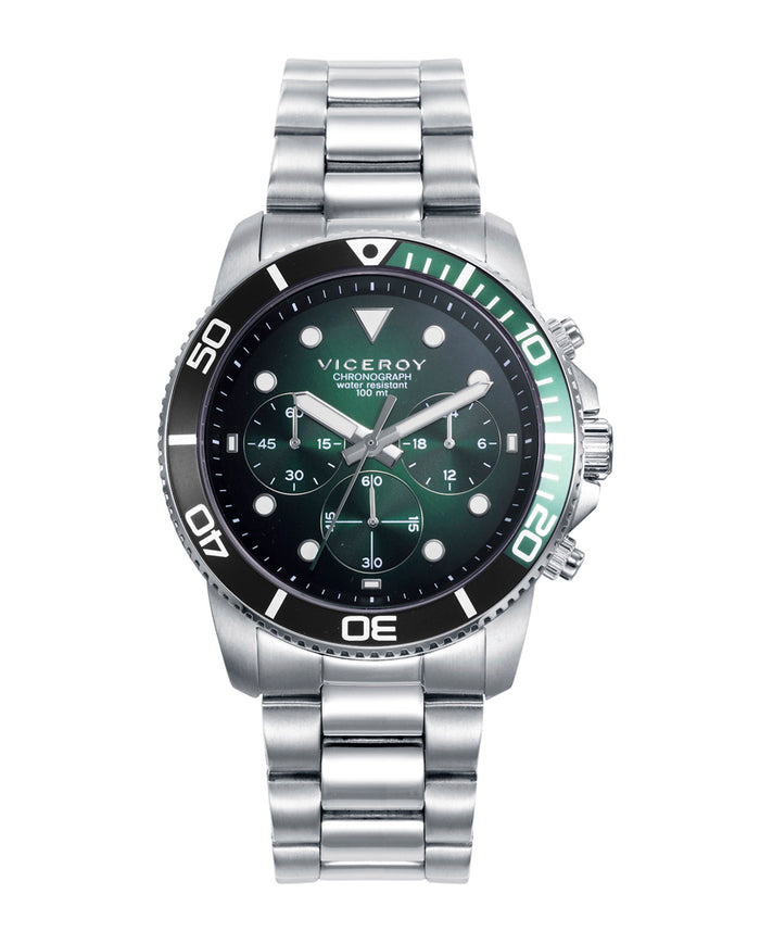 viceroy Reloj caja de acero con bisel de aluminio bicolor en verde y negro
