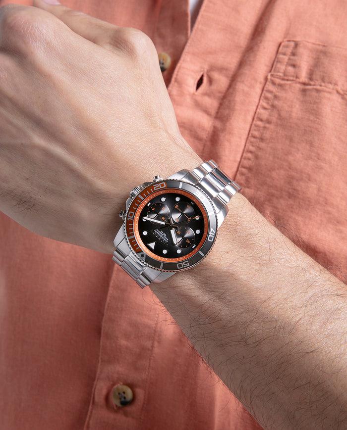 viceroy Reloj caja de acero con bisel de aluminio bicolor en negro y naranja Ventas relámpago